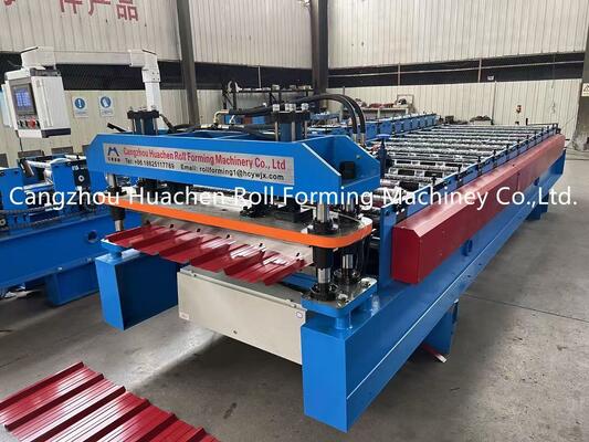 Hydraulische Motorbesturing Dakplaat Rolvormmachine met 12 Stations voor 0,3-0,6 mm Materiaaldikte