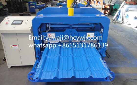Duurzame keten aandrijving Trapeziumkleur glazen daktegel rolvormende machine met een asdiameter van 70 mm