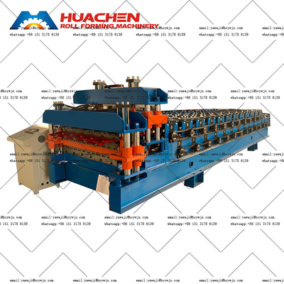380v 50Hz 3 fasen Spanning Double Deck Roll Forming Machine Met CR12 Cutter materiaal gemaakt