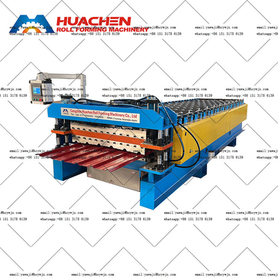 Goedkope keten aandrijving dubbele dek rollen vormmachine Spanning 380v 50Hz 3 fasen
