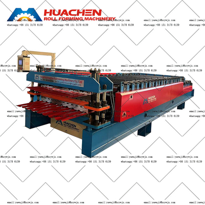0.3-0.6mm Materiaaldikte Dubbele dek rollenvormende machine met 45 staal verdoofing en plating