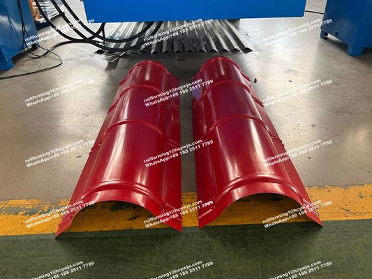 Automatische Ridge Cap Roll Forming Machine, daktegelproductie machine Hydraulisch snijden