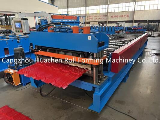 4 kW Hydraulische snijmachine met geglazuurde tegelrolvormende machine met een spoelbreedte van 1200 mm en een rol met 12 stations