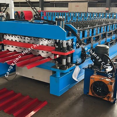 Dubbele laag rollvormende machine met 5,5 kW vermogen 8-10m/min snelheid en Panasonic PLC-besturing voor tegel geglazuurde panelen en kleurstaal dakplaten
