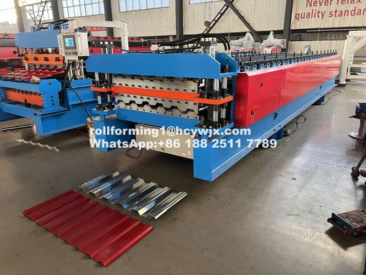 0.3-0.6mm 5,5 kW vermogen dubbele laag rollenvormende machine