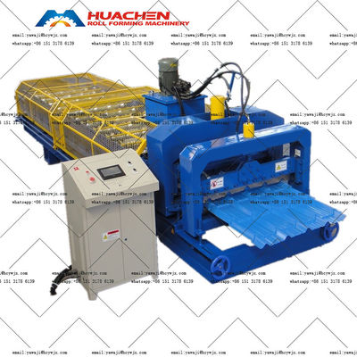 Duurzame keten aandrijving Trapeziumkleur glazen daktegel rolvormende machine met een asdiameter van 70 mm