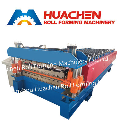 PLC-gecontroleerde hoge snelheid trapeziumvormige gekleurde stalen dakpanelen rolvormende machine pompversnellingsbak